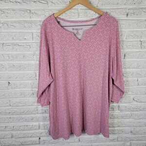 Roamans 3X Women's Tunic Top Lavender Pink Floral Cotton Blend FLO328E